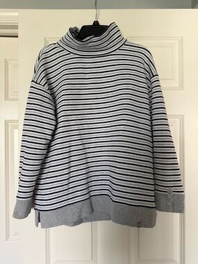 Talbots Black & White Striped Cowl Neck Sweater